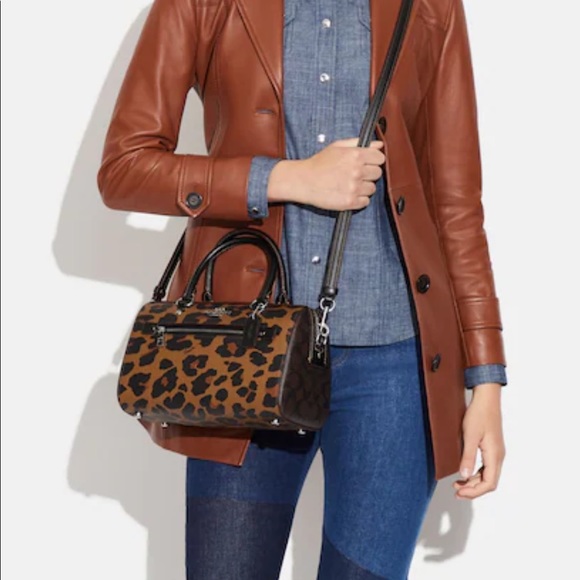 Coach Rowan satchel leopard print NWT - Picture 4 of 6